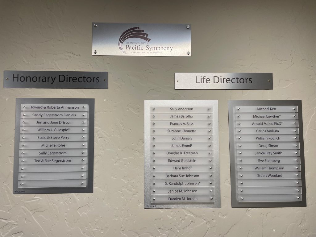 Donor Walls with Plaques in Irvine CA