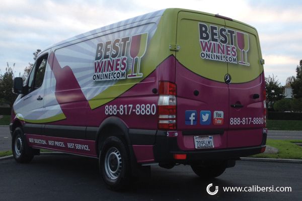 caliber signs irvine vehicle wraps 9 best wines delivery van rear view